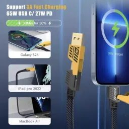 Sanvi Traders Type C 1 m Type C 1 m Braided 4 in 1 65W Fast Charging Cable Compatible for-iPhone & Android with MFI Certified (1 Meter) image 2