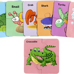 Wooden 4 pcs Water Animals Interlocking Jigsaw Puzzle with 8 Picture for Kids-image-37