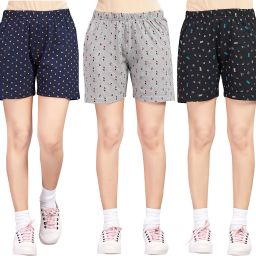 Pack of 3 Printed Women Multicolor Basic Shorts-picture-4