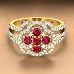 Floral Ruby & Diamond Cocktail Ring for Women Silver Ring-image-15