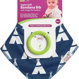 Super Absorbent & Soft Bandana Bib with Snap-on Teether. 100% Waterproof & Washable. (Dark Blue - HUTS) 3M+-picture-26