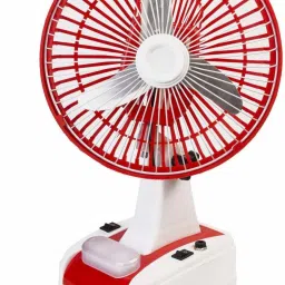 Mini AC/DC Rechargeable Battery Operated 200 mm 3 Blade Table Fan (Red-White) 1400 3 Blade Table Fan-image-11