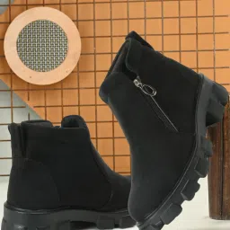 stylish women casual Velvet luxe chunky chealsea boot Boots For Women-image-23