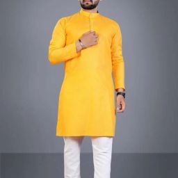 Men Cotton Blend Kurta Pyjama Set-image-42