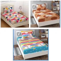 140 TC Microfiber, Polycotton, Cotton Blend Single 3D Printed Flat Bedsheet-10