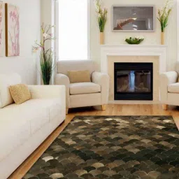 dazzhome Dark Brown Hair On Leather Geometrical Hand Woven 3ftX5ft Carpet-picture-16