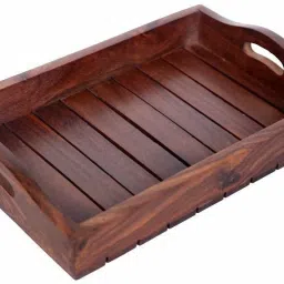 Wooden Serving Decorative Tray Handcrafted 12 inch Long (Brown) Tray-22