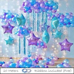 Solid 30 Blue Purple Pink Metallic Balloon With 3 Blue Star 3 Pink Star for Birthday, Anniversary and Baby Shower Decorations Balloon-picture-7