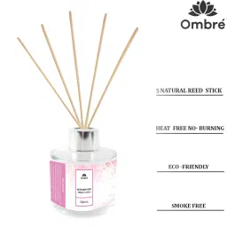 Ombre Reed Diffuser-100ml With 5 Natural Sticks. Ideal for Office Cabins, Home, Office, Whashrooms,Room, Brings Peace and Happiness . Diffuser image 2