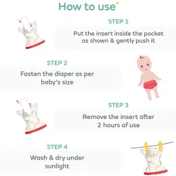 irshyan kidzghar Baby Reusable Cloth Diaper, Washable Adjustable Infants Nappy with Insert 0-24 Months, Pad Included (5 diaper 5 white insert) L-XL image 2