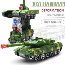 Army Combat Tank Transforming Robot Toy For KIDS / LED Light / Music / Bump Function-9