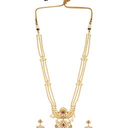 Rubans Gold-Plated Multicolor Crystal & CZ Studded Pearl Jewellery Set image 2