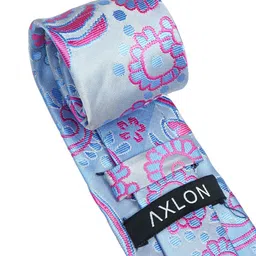 AXLON Set Of 4 Printed Necktie Pocket Square With Cufflink & Flower Pin Accessory Gift Set image 5
