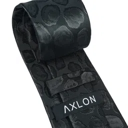 AXLON Men Printed Tie Set With Pocket Square, Cufflink & Flower Pin image 2