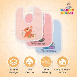modern heados DAILY USE COTTON REUSABLE BIBS AND NAPPY COMBO (PACK OF 6) (Multicolor) image 2