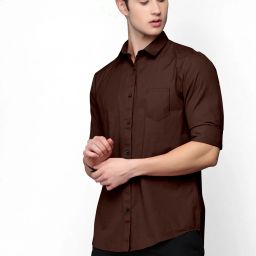 Men Slim Fit Solid Slim Collar Casual Shirt-image-69
