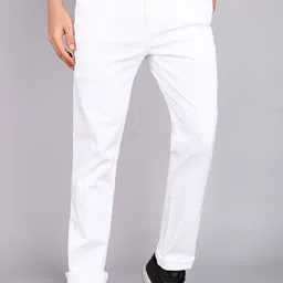 killer Men Slim Fit White Cotton Blend Trousers-picture-41