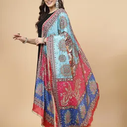 Clora Creation Ethnic Motifs Printed Dupatta With Mirror Work image 2