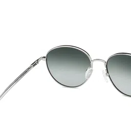 John Jacobs Unisex Green Lens & Silver-Toned Round Sunglasses with UV Protected Lens image 2