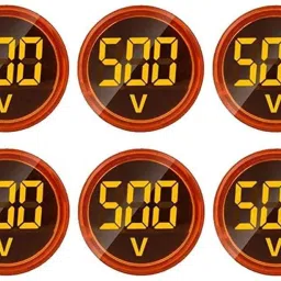 RAVY 10-Metar 042 Digital SMD Display Volt Meter,Big Digit Voltage Indicator Measuring Range 60-500 V AC,22 mm Lights Tester (Atom Yellow) Pack of 10 Digital Voltage Tester-18