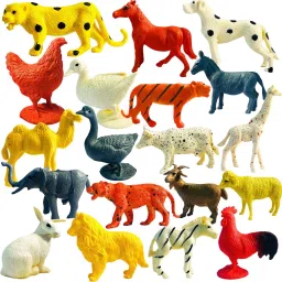 Animal Figure Toy Set 20Pc MID Size Combo Farm & Jungle Animal Figure Playsets-image-17
