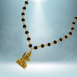 5 Mukhi Rudraksha Mala One Gram Gold-plated Beads Brass, Wood Pendant-image-94