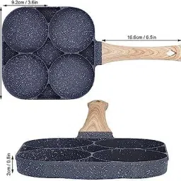 oxmeza Multi Purpose 4 Hole Non Stick Egg Frying pan with Detachable Handle Fry Pan 15 cm diameter 1 L capacity image 2