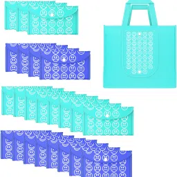 Pack of 24 Smile Foldable Grocery/Shopping Bags For Women | Blue & Dark Blue Pack of 24 Grocery Bags-image-99