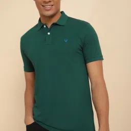 Men Solid Polo Neck Cotton Blend Green T-Shirt-image-49