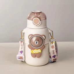 Steel Hot & Cold Straw Sipper Bottle For School Kids, Adults With Strap.-picture-18