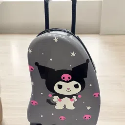 Small Cabin Suitcase (19 cm) 4 Wheels - Cartoon Print Kid's Trolley 360 Rotating Carry On Luggage Wheels with TSA Lock - Grey-image-2