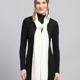 monte carlo Solid Acrylic Women White Stole-picture-47
