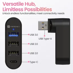 Portronics MPort Spin MPort Spin 4-in-1 USB Hub,Type-C,Superfast 3.0, USB 2.0 for Laptop,PC & more USB Hub image 5