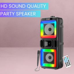 SACRO Pushpa(PORTABLE BLUETOOTH PARTY SPEAKER) 3D Sound With Karaoke Mic/RGB LightE82 40 W Bluetooth Party Speaker-image-88