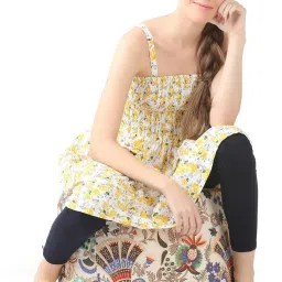 Large Round Cotton Canvas Floral Printed Ottoman Bean Bag Footstool With Bean Filling-picture-16