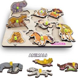 Wooden Animal Pegged Puzzle for Kids Learning and Educational Toys-9