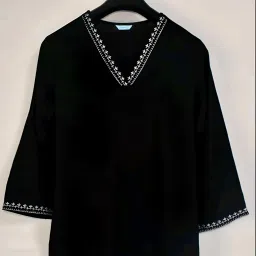 Casual Flared Sleeves Solid Women Black Top-image-8