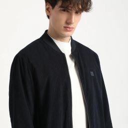 Men Solid Bomber Jacket-image-66