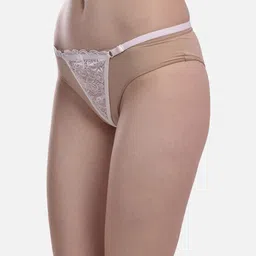 FIMS Women Self Design Net G-string Anti Microbial Thong Briefs- Net_Thong_Panty_White_FS image 4
