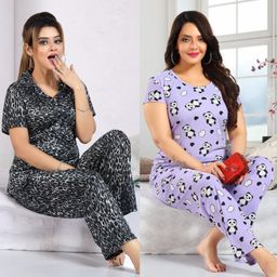 sidwa Women Night Suit Set Multicolor Printed-picture-35