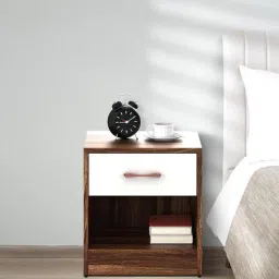 a globia creations Stella Bedside Table in Frosty White & Antique Oak Finish with Drawer-picture-17
