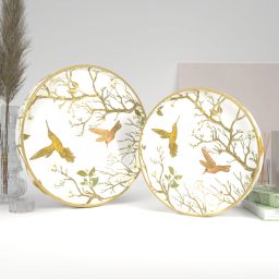 Ember Gloriole Decorative Round Set for Serving & Kitchen Use, Wooden Tray-image-0