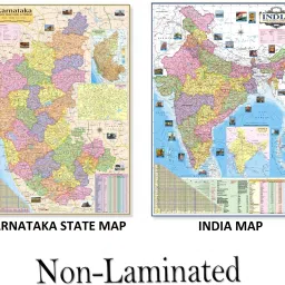 KARNATAKA MAP and INDIA MAP (Pack of 2) Size : 100x70 cm (40"x28" inch) With Important Fact and Figure. Ideal Map for Aspirants of UPSC , PCS , SSC , RAILWAY and Other Competitive Exams. Paper Print-image-4