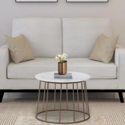 casacraft from pepperfry Hernan Metal Round Coffee Table In Brass Finish With Marble Top-picture-6