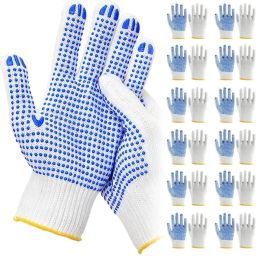 Reusable Knit Work Gloves 12 Pairs PVC Dots Safety Grip Nylon Safety Gloves-image-7