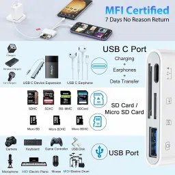 Verilux Multi Card Reader for iPhone USB C Lightning SD TF Flash Drive Reader Portable Card Reader image 2
