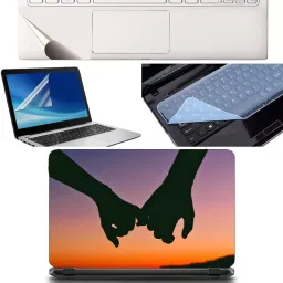 SDM 4in1 Combo of (lovers hands)Laptop Skin with Palmrest Skin, Laptop Screen Guard and Key Guard for All Laptop - Notebook Combo Set Combo Set-1