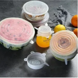 Silicone Stretchable/Reusable Flexible Lid fits All Containers Bowl Food Cover 2.6 inch Lid Set-image-6