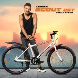 leader Scout MTB 26T Mountain Bicycle without Gear Single Speed for Men - White 26 T (inch) Mountain Cycle image 2