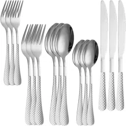 15Piece Silverware Set Stainless Steel Flatware Set Service 3,Mirror Polished Stainless Steel Cutlery Set-image-6